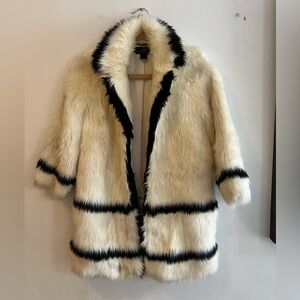 H&M Autumn Collection 2013 Black and White Faux Fur Coat - Size 2